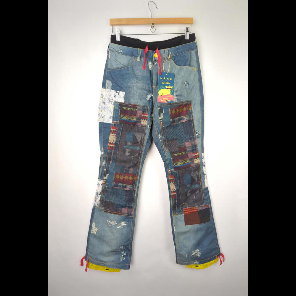 NWT L.A.M.B. x BURTON Womens Sz XS Snowboard Buju Cargo Pants Denim Print